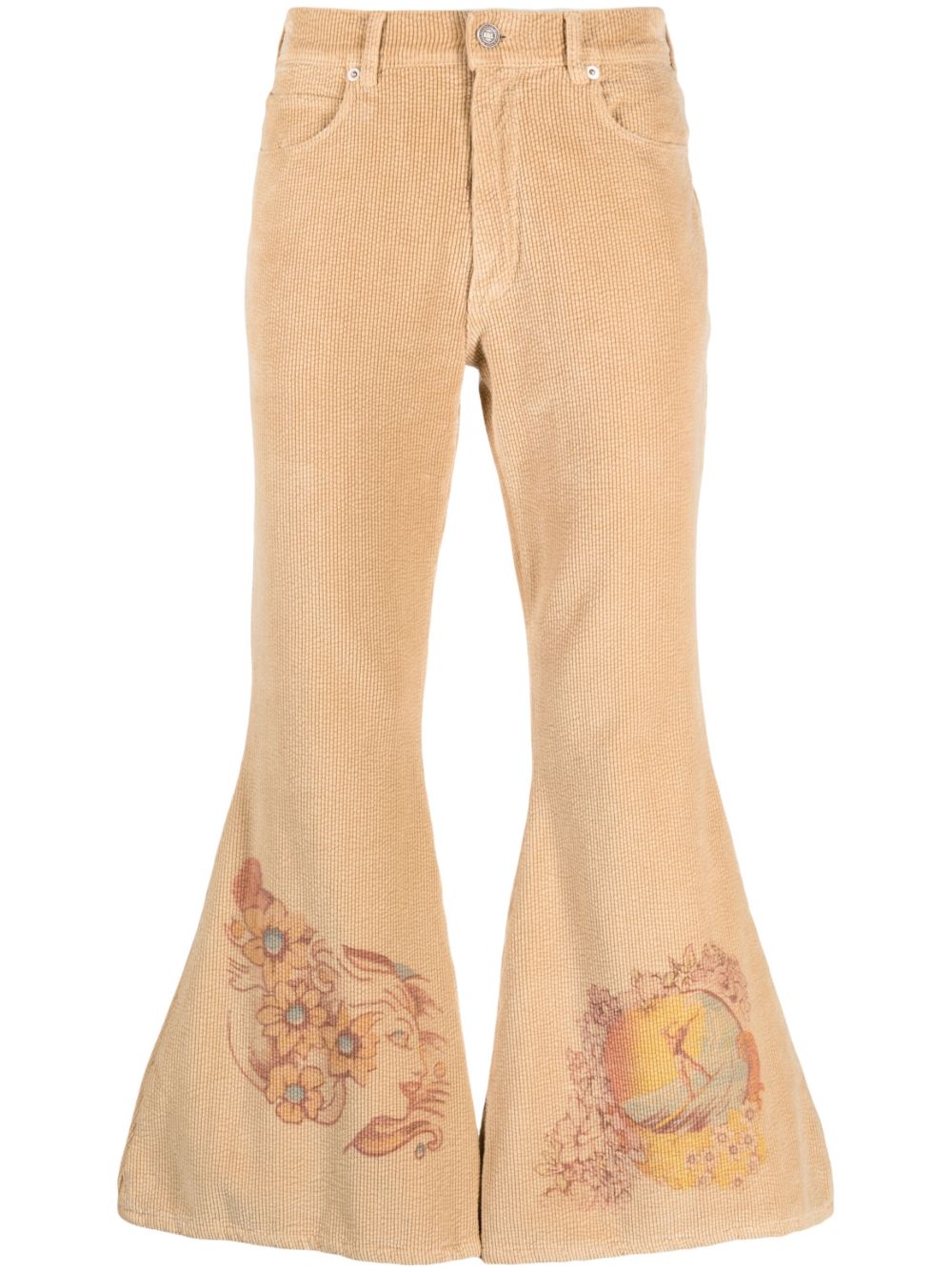 Erl Graphic-print Flared Trousers In Neutrals