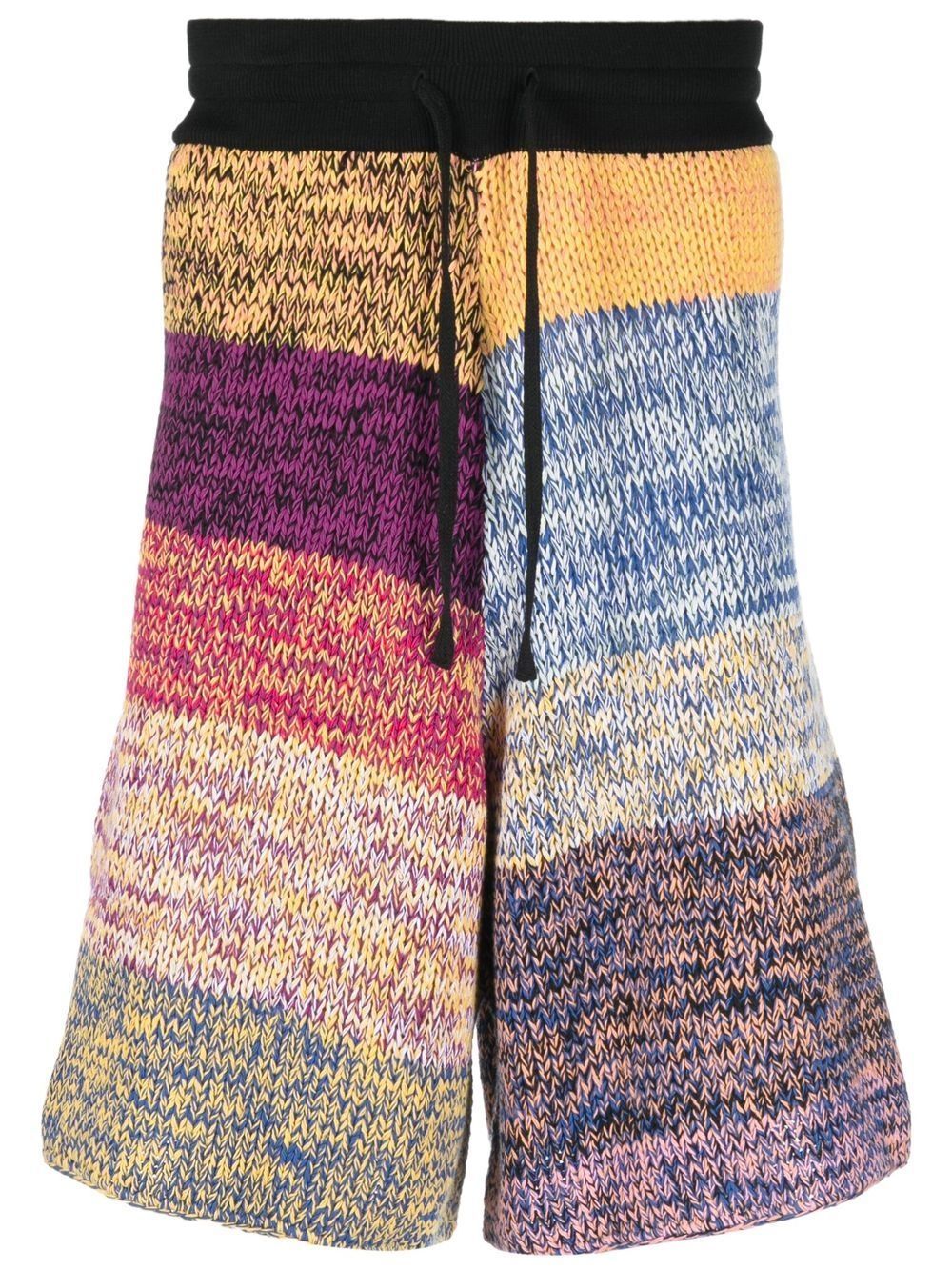 Marcelo Burlon County Of Milan Multicolour-stripes Knitted Shorts In Blue