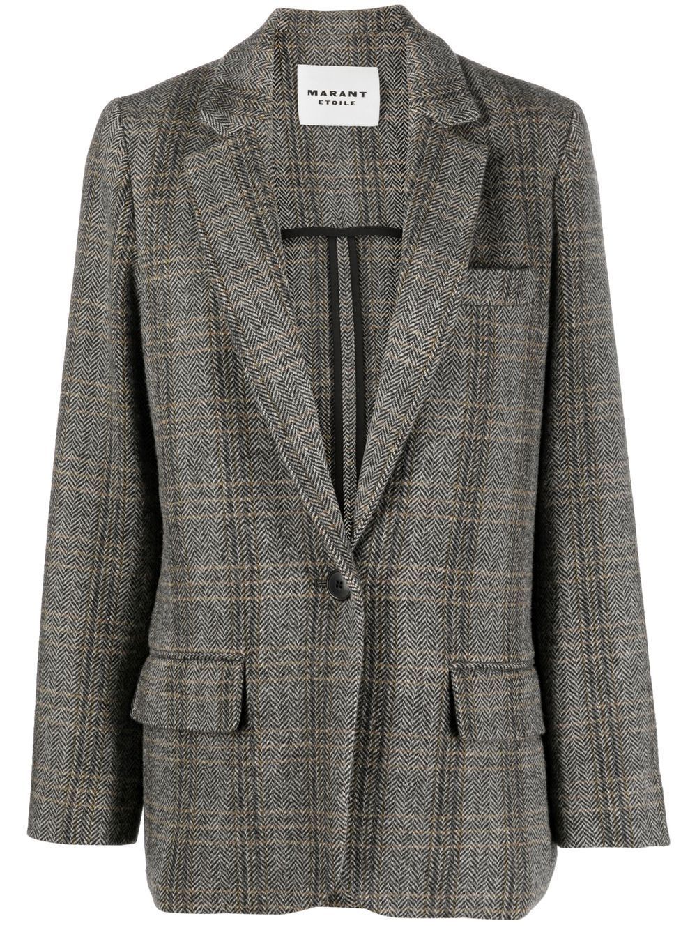 Isabel Marant Étoile Checked Wool Single Breasted Blazer In Neutrals