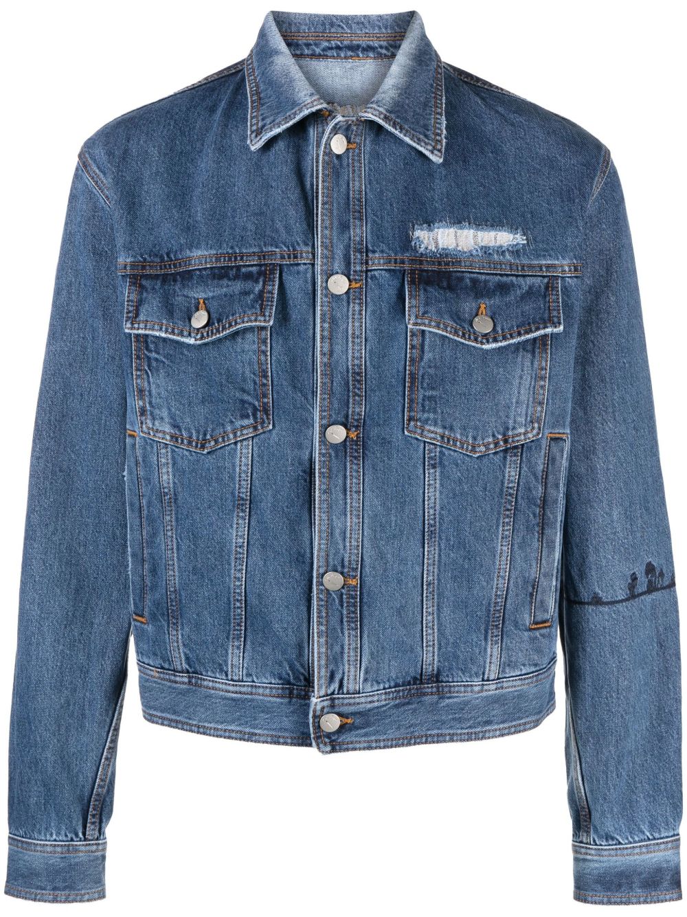 NICK FOUQUET BLUE DISTRESSED DENIM JACKET,NFMW67002CNW155A19480248