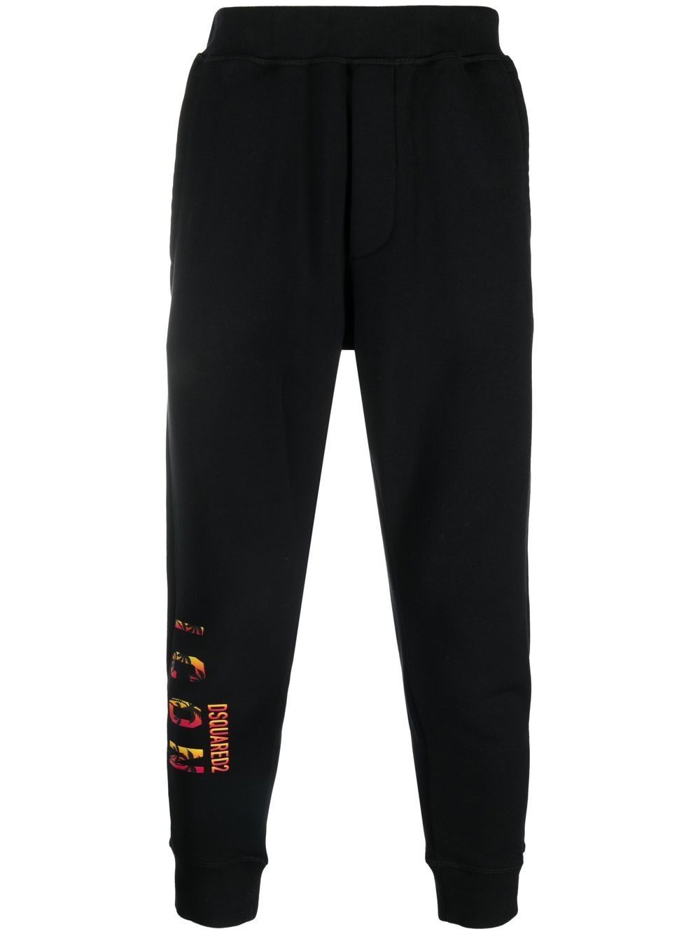 Dsquared2 Black Icon Cotton Track Pants In Black