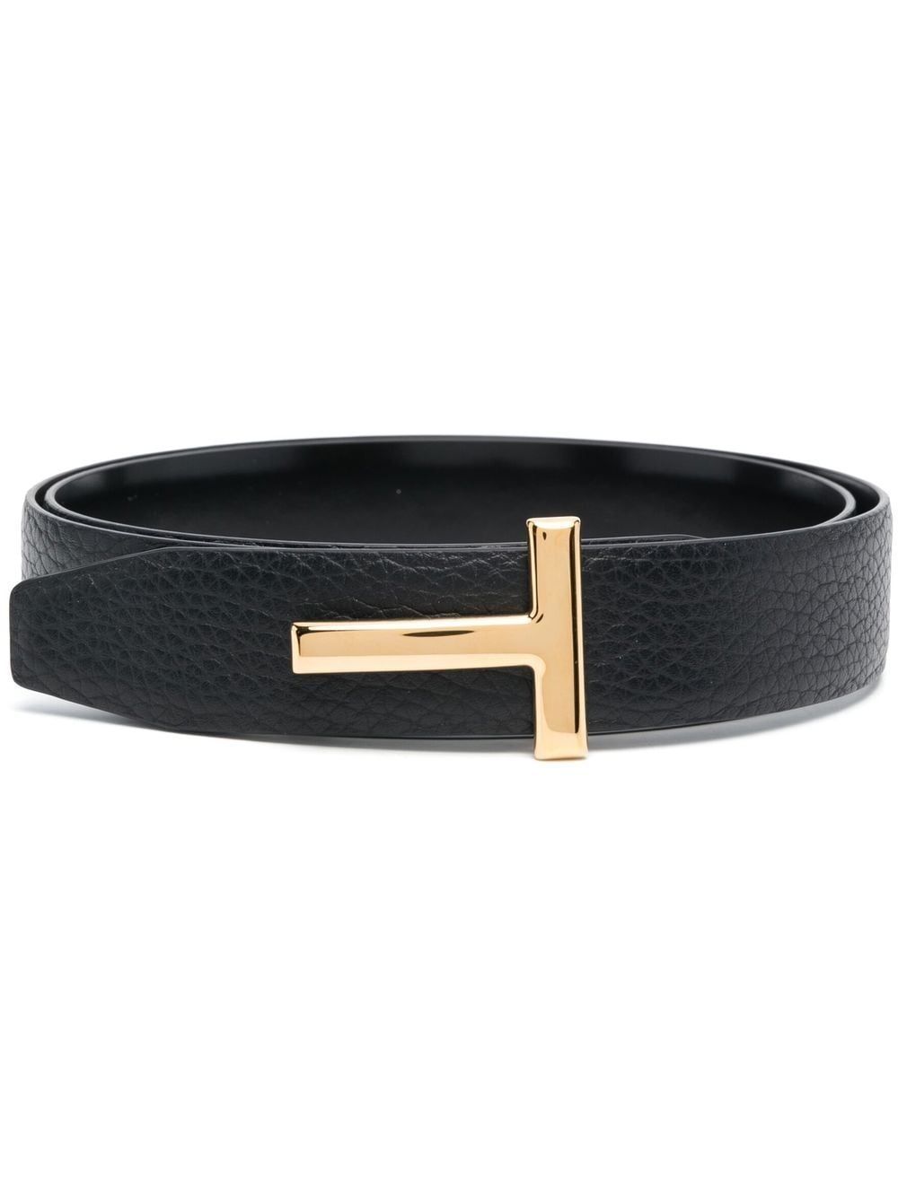 Tom Ford T-buckle Pebble-finish Belt In Black