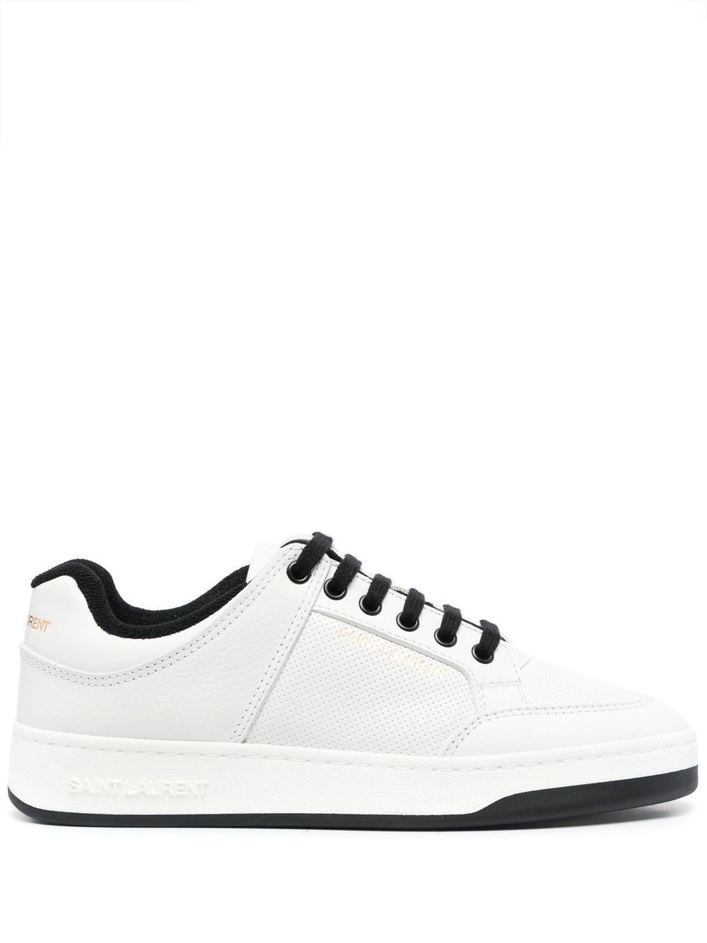 Shop Saint Laurent White Sl/61 Low Top Leather Sneakers