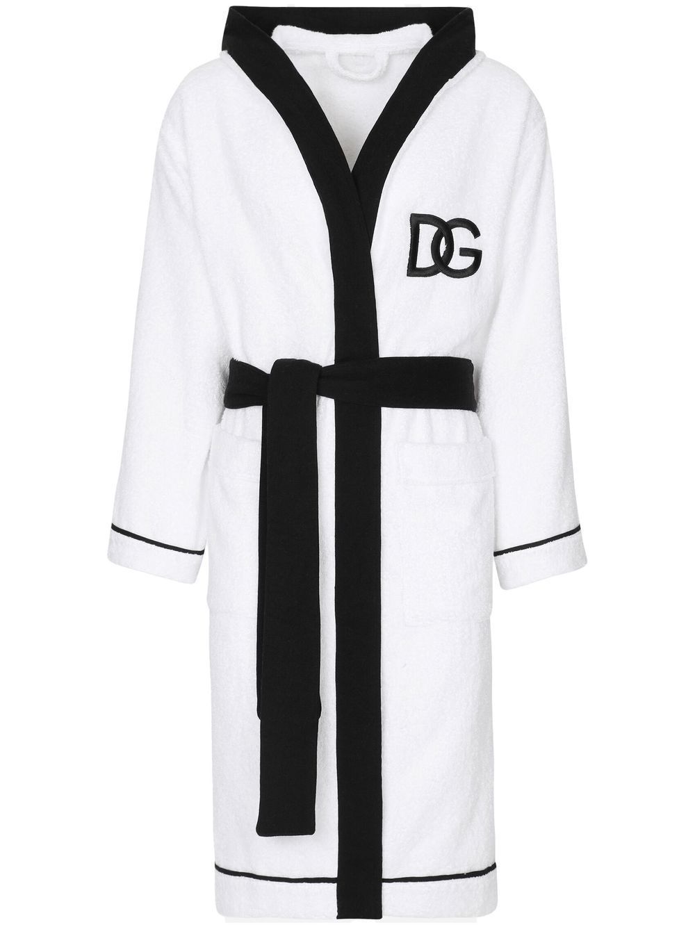 White Logo-Embroidered Cotton Robe