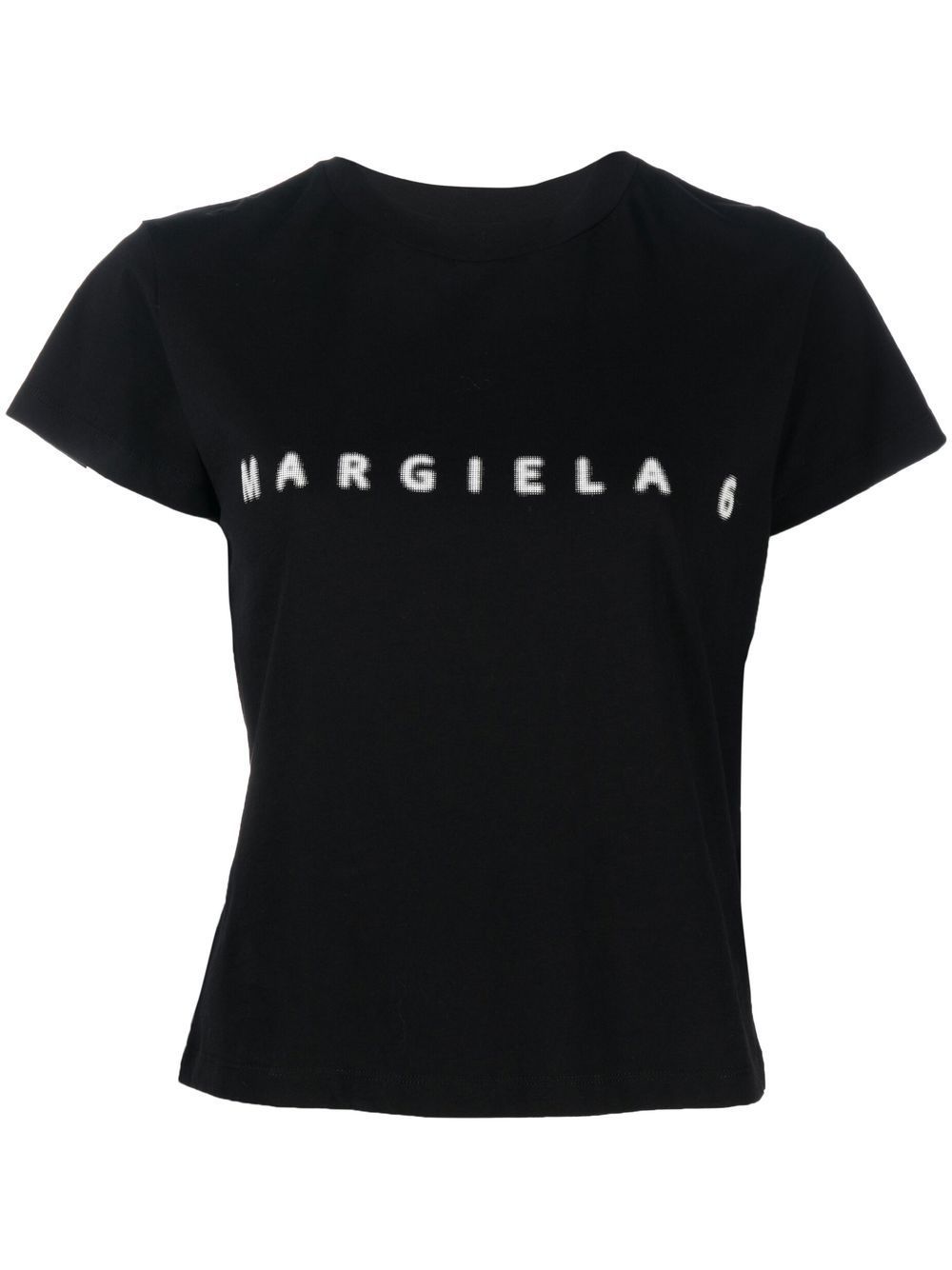 Mm6 Maison Margiela Black Short-sleeve Logo-print T-shirt