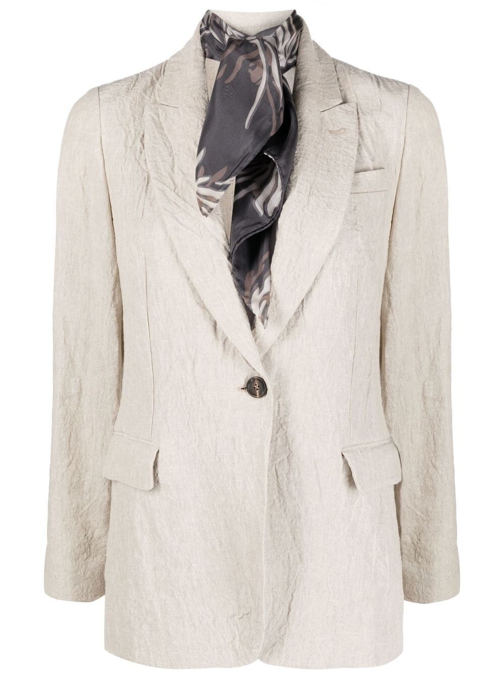 Brunello Cucinelli Single-breasted Linen Blazer In Neutrals