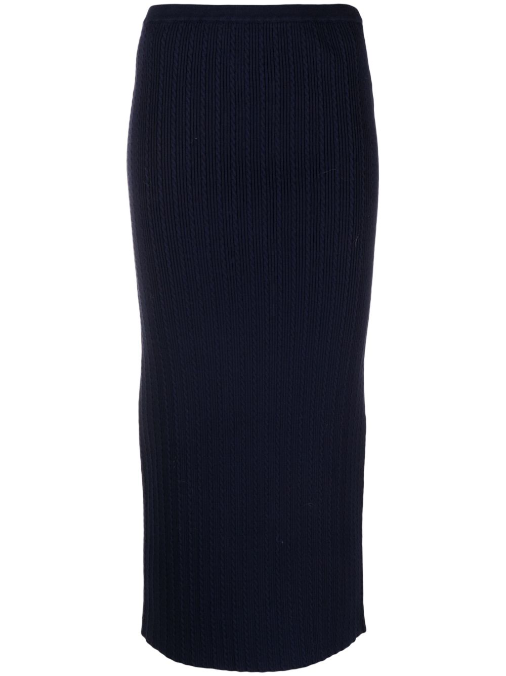 Alessandra Rich Knitted Pencil Skirt In Blue