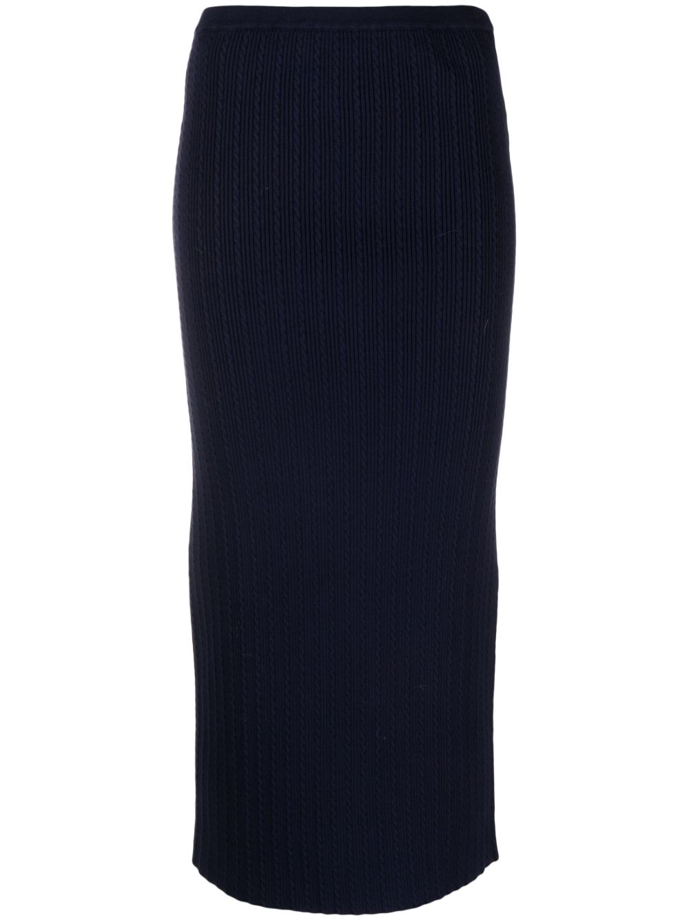 Shop Alessandra Rich Blue Cable-knit Pencil Skirt