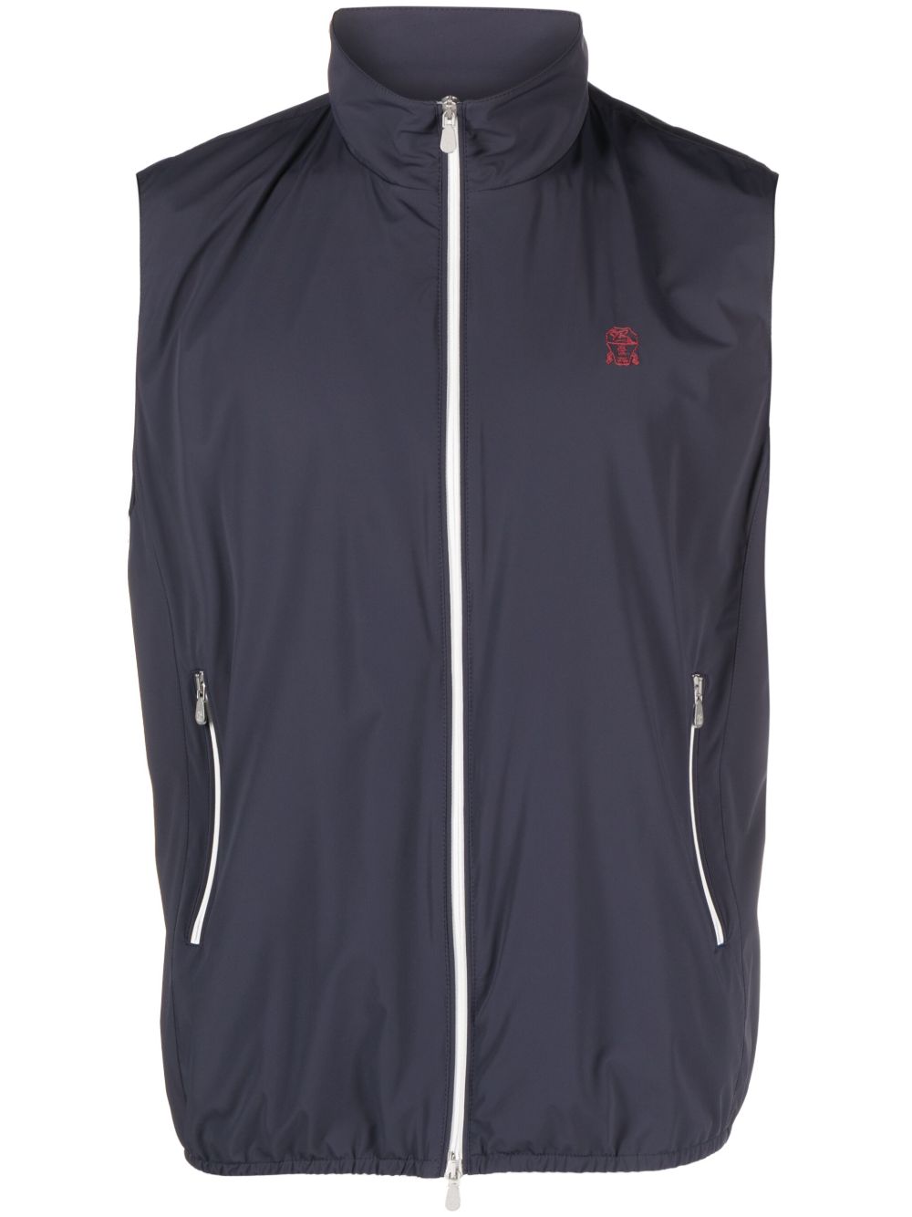 Brunello Cucinelli Water-resistant Zip-up Vest In Blue