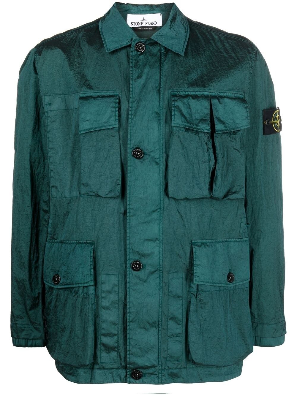 Stone Island Compass-patch Shirt Jacket In Green