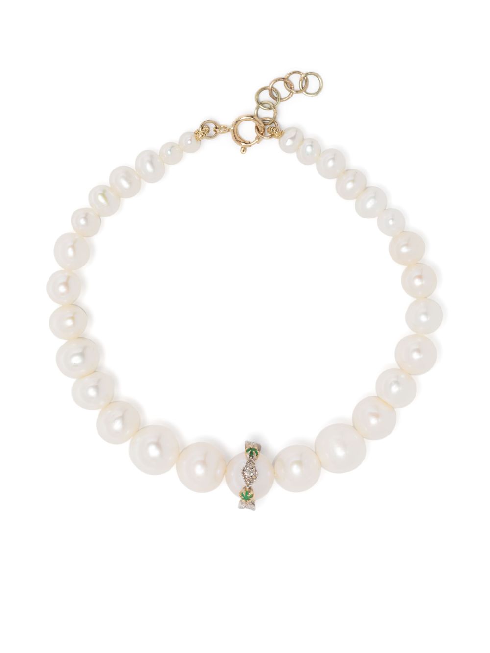 9K Yellow Gold Chelsea N°2 Pearl And Diamond Bracelet