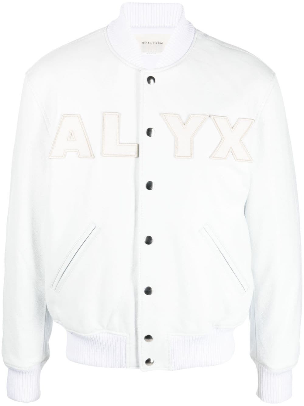 Alyx Logo-print Leather Bomber Jacket In White