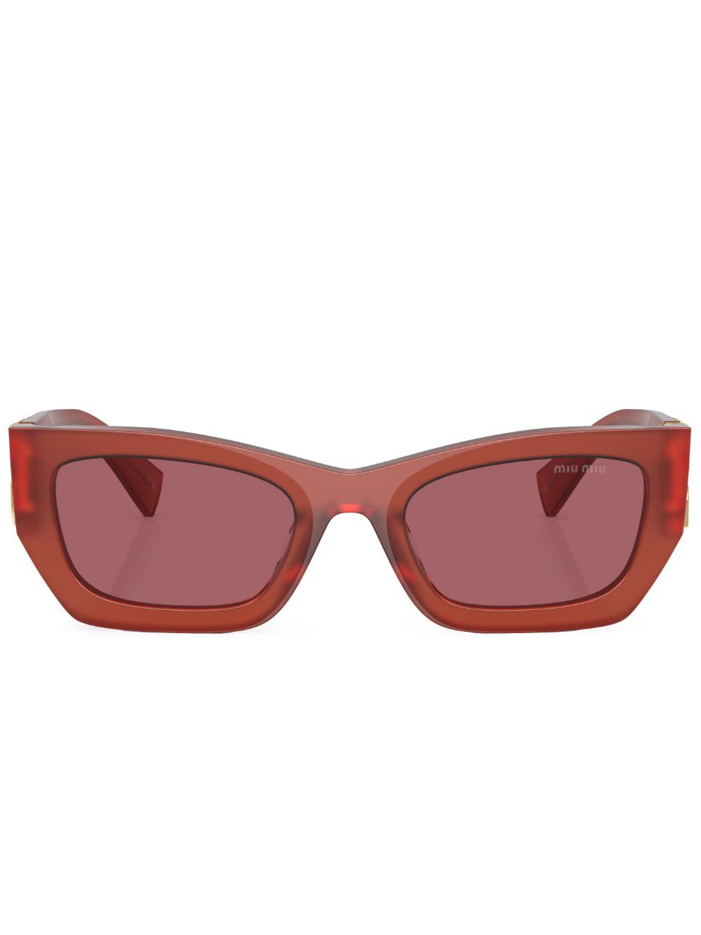 Miu Miu Logo-plaque Rectangle-frame Sunglasses In Red