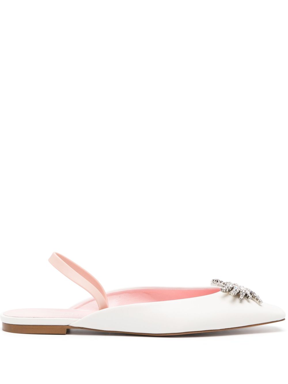 White Drizella Crystal Faux-Leather Ballet Pumps