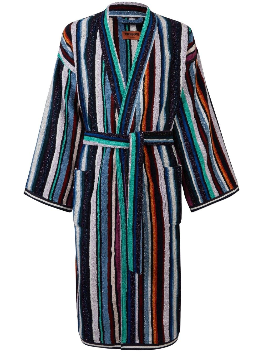 Missoni Navy Chandler Striped Bathrobe In Mehrfarbig