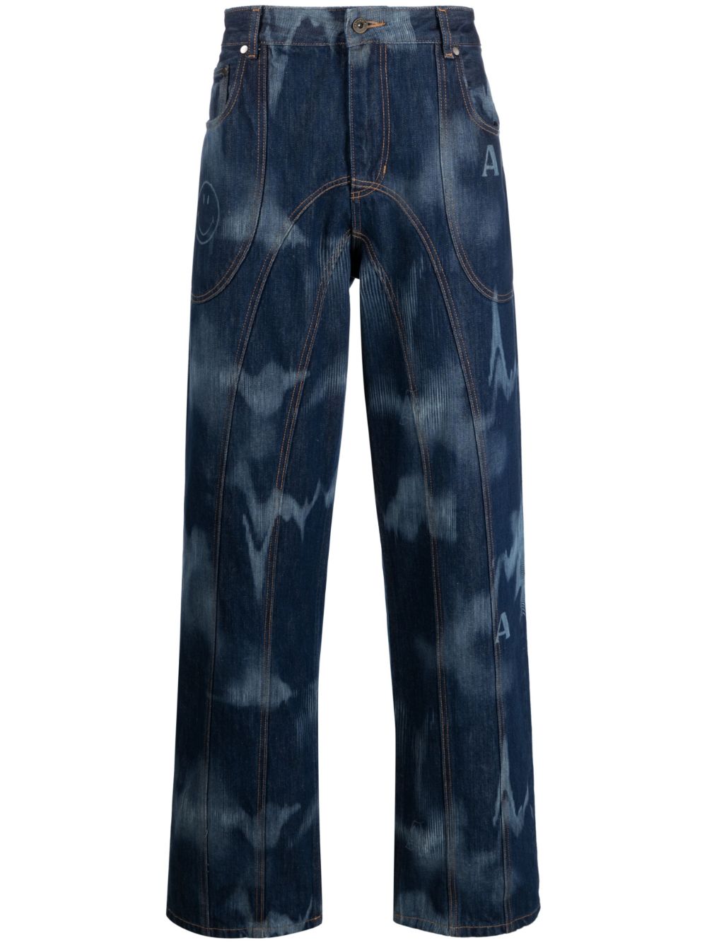 AHLUWALIA BLUE SIGNATURE WIDE-LEG JEANS