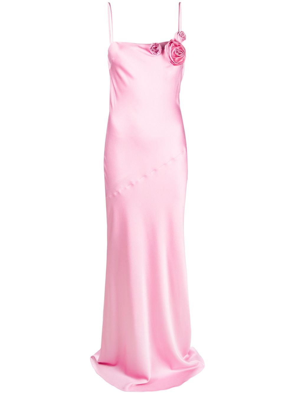 Pink Rose Appliqué Maxi Dress