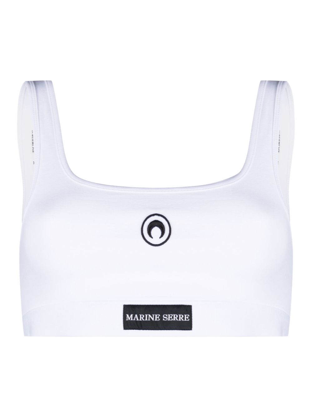 Marine Serre Moon Logo Stretched Jersey Sport Bra In White