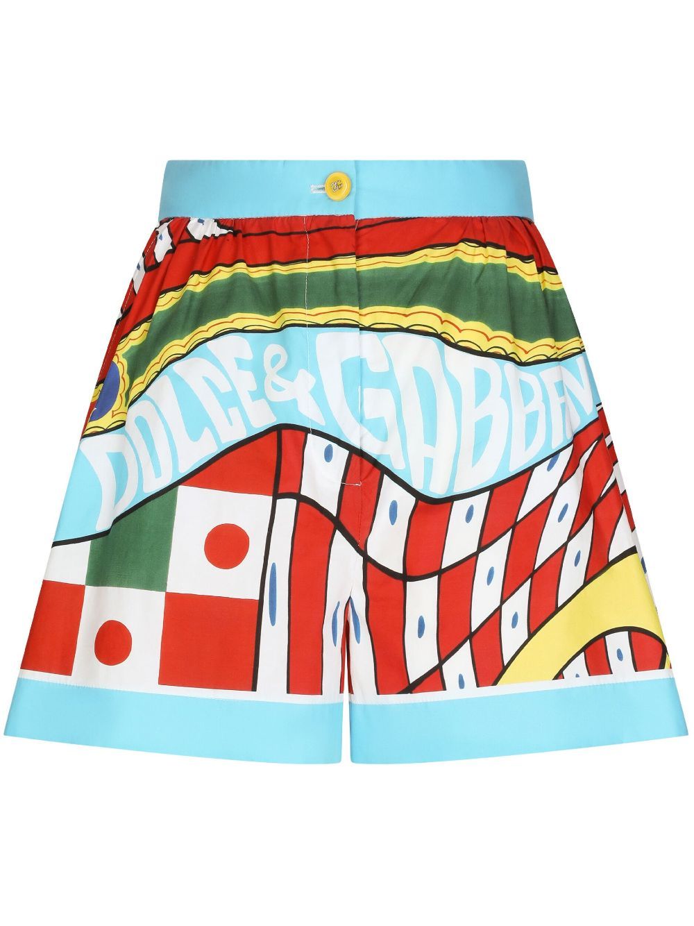 Dolce & Gabbana Sicilian Carretto-print Cotton Shorts In Blue