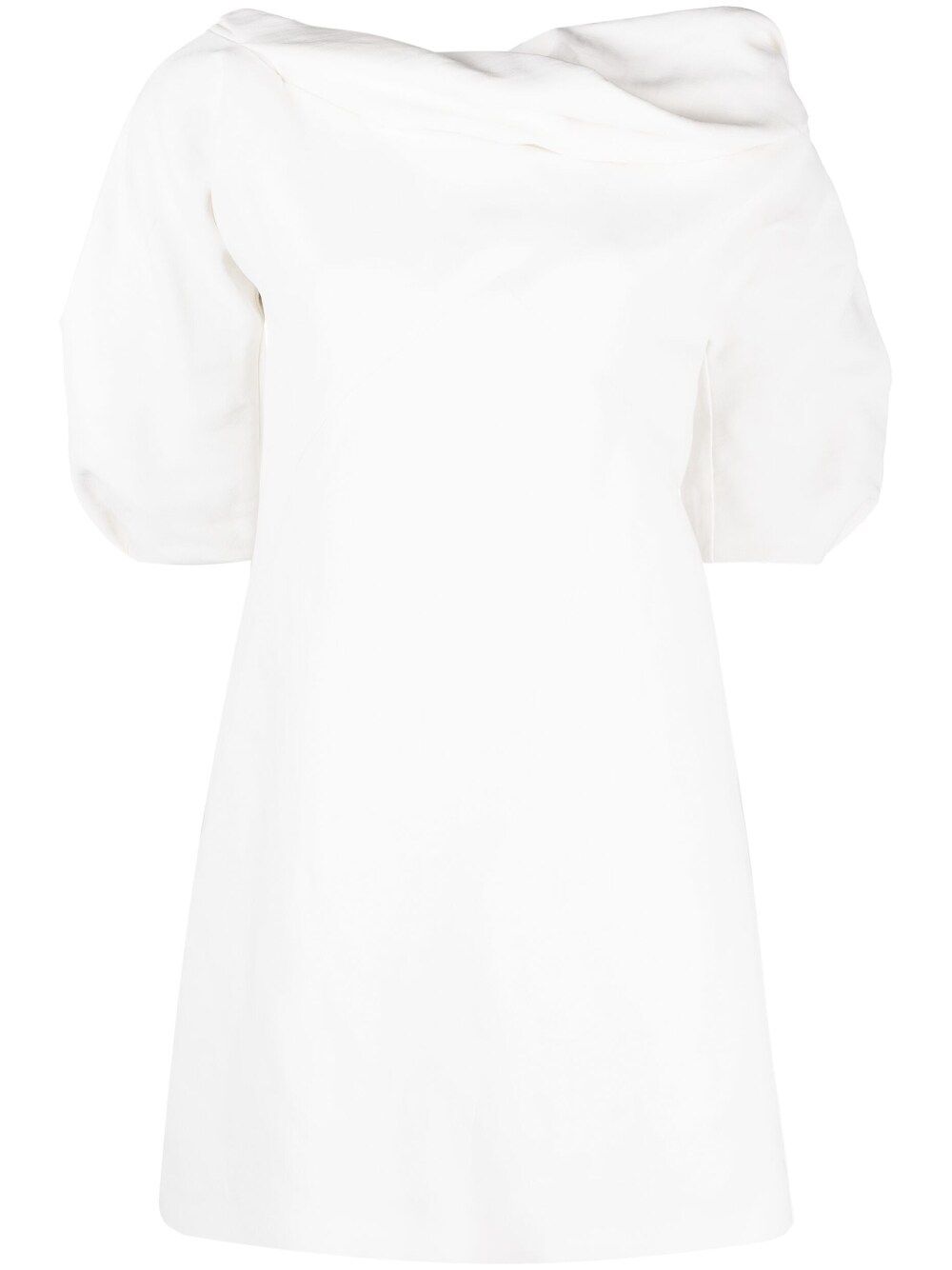 Jil Sander White Cowl Neck Minidress In White
