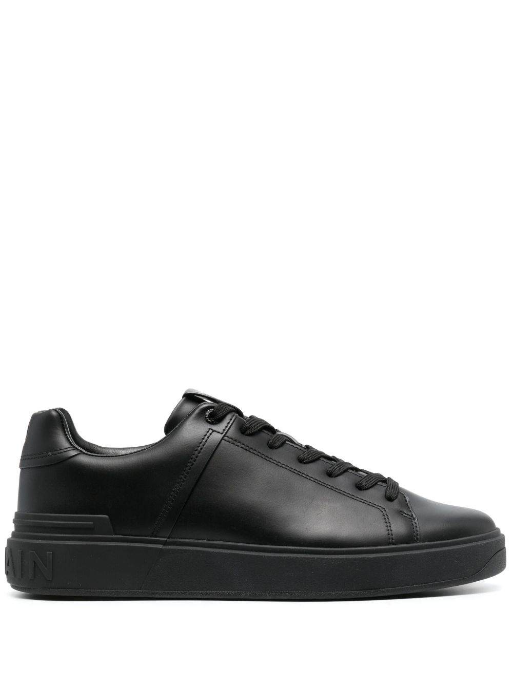 Balmain B-court Snake Print Leather Low-top Sneakers In Black