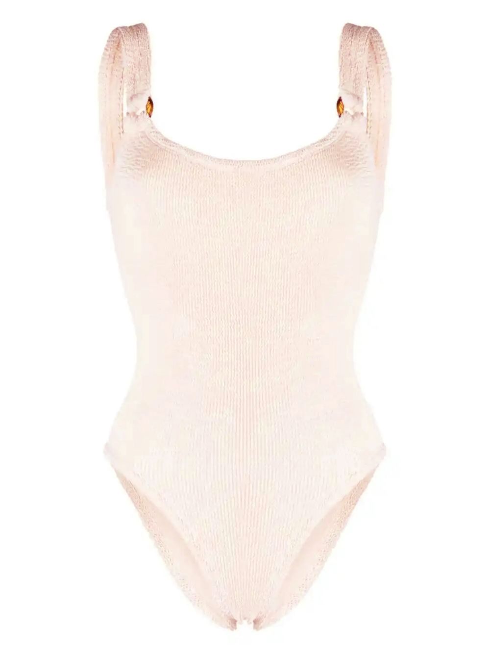 Beige Domino Crinkle Swimsuit