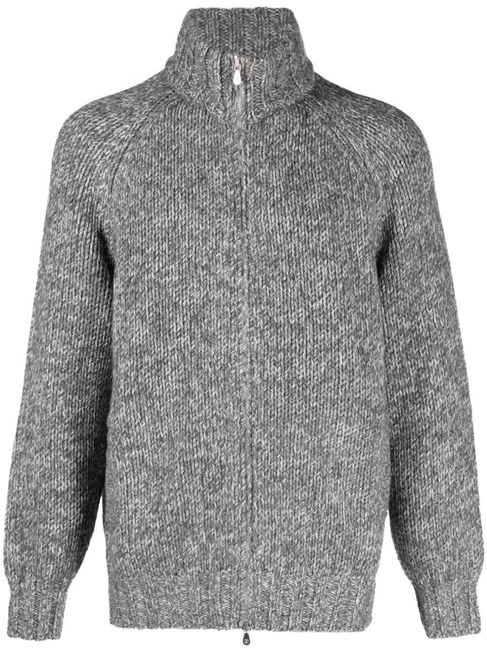 BRUNELLO CUCINELLI GREY ZIP-UP MÉLANGE CARDIGAN,M3639126C120620271814