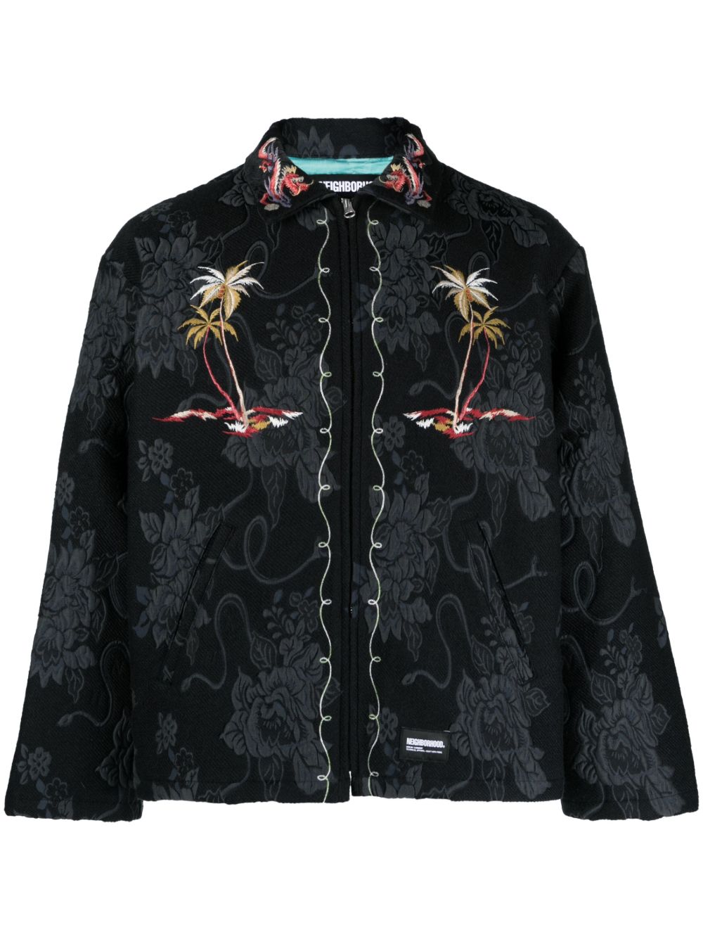 Shop Neighborhood Souvenir Jacquard Shirt Jacket - Men's - Polyester/cotton In Black