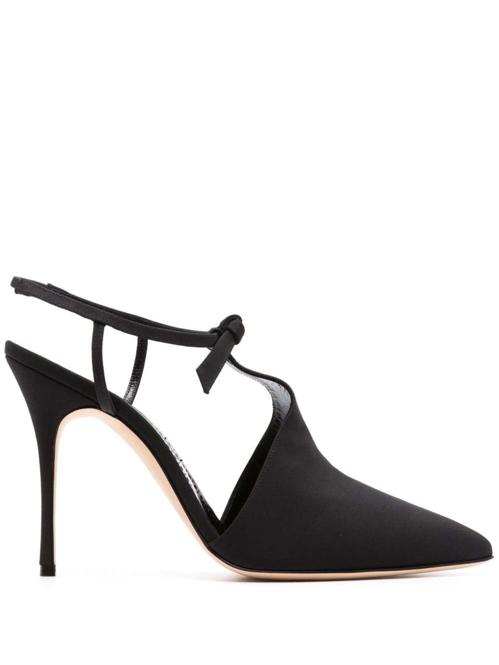 Shop Manolo Blahnik Black Horna 105 Silk Pumps