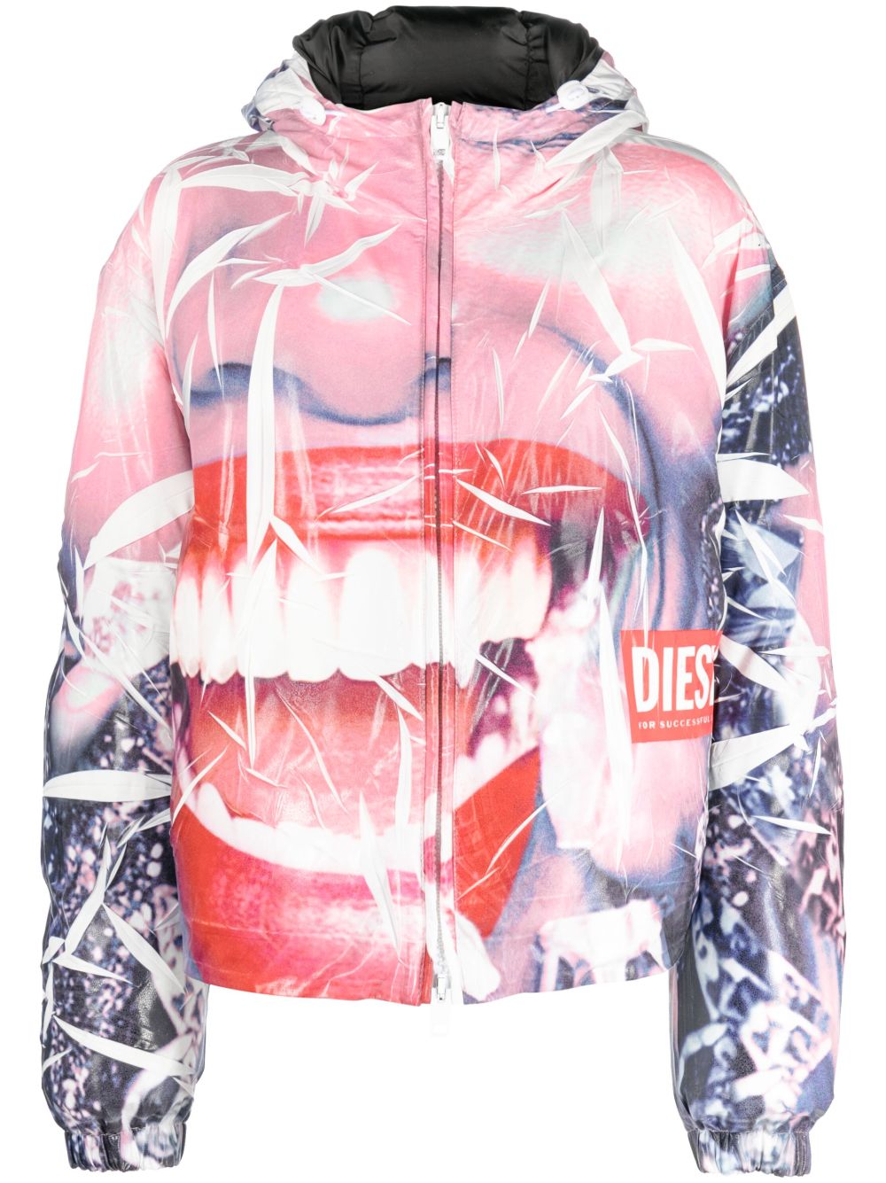 Diesel Multicoloured Smiley Face-print Jacket In Pink