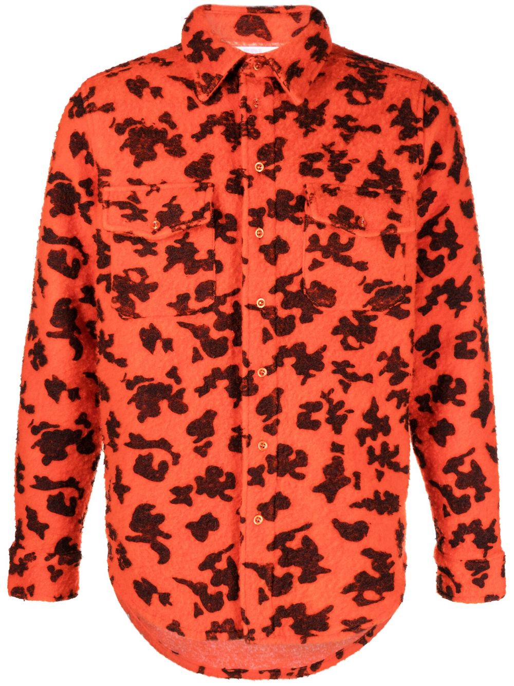 Erl Pilled Work Camouflage-print Shirt In Orange