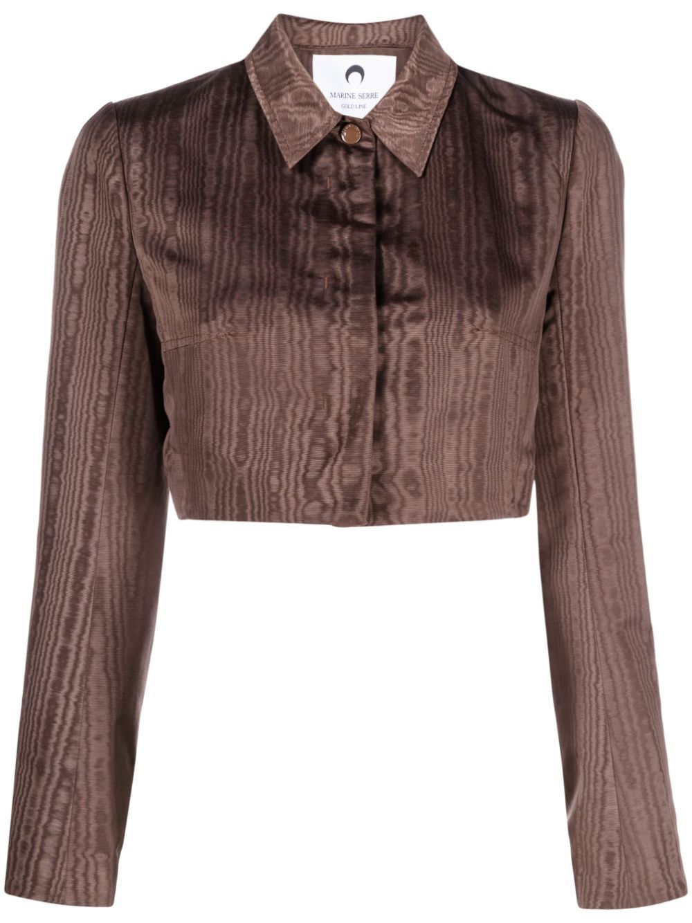Marine Serre Regenerated Moire Cropped Jacket In Brown
