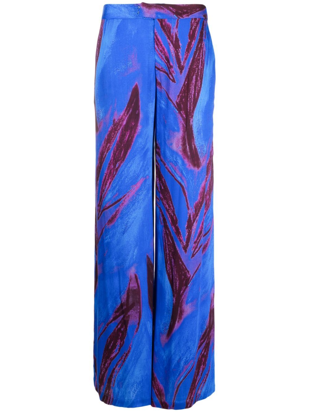 Louisa Ballou Abstract-print Wide-leg Trousers In Blau