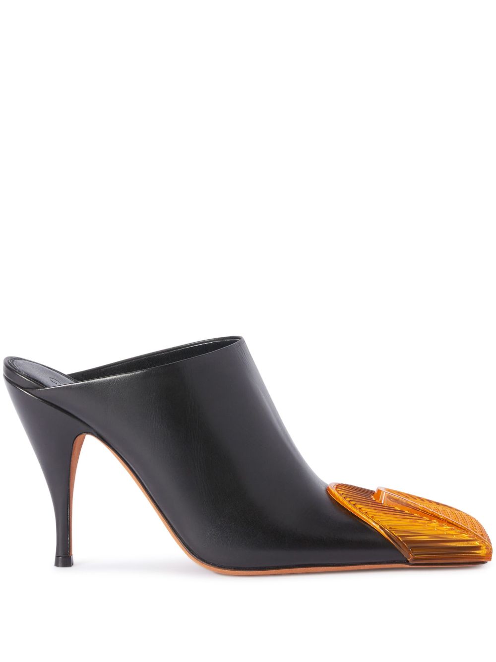 Off-white Leather Lunar Mules With Statement Detail Heel 11 Cm In Black