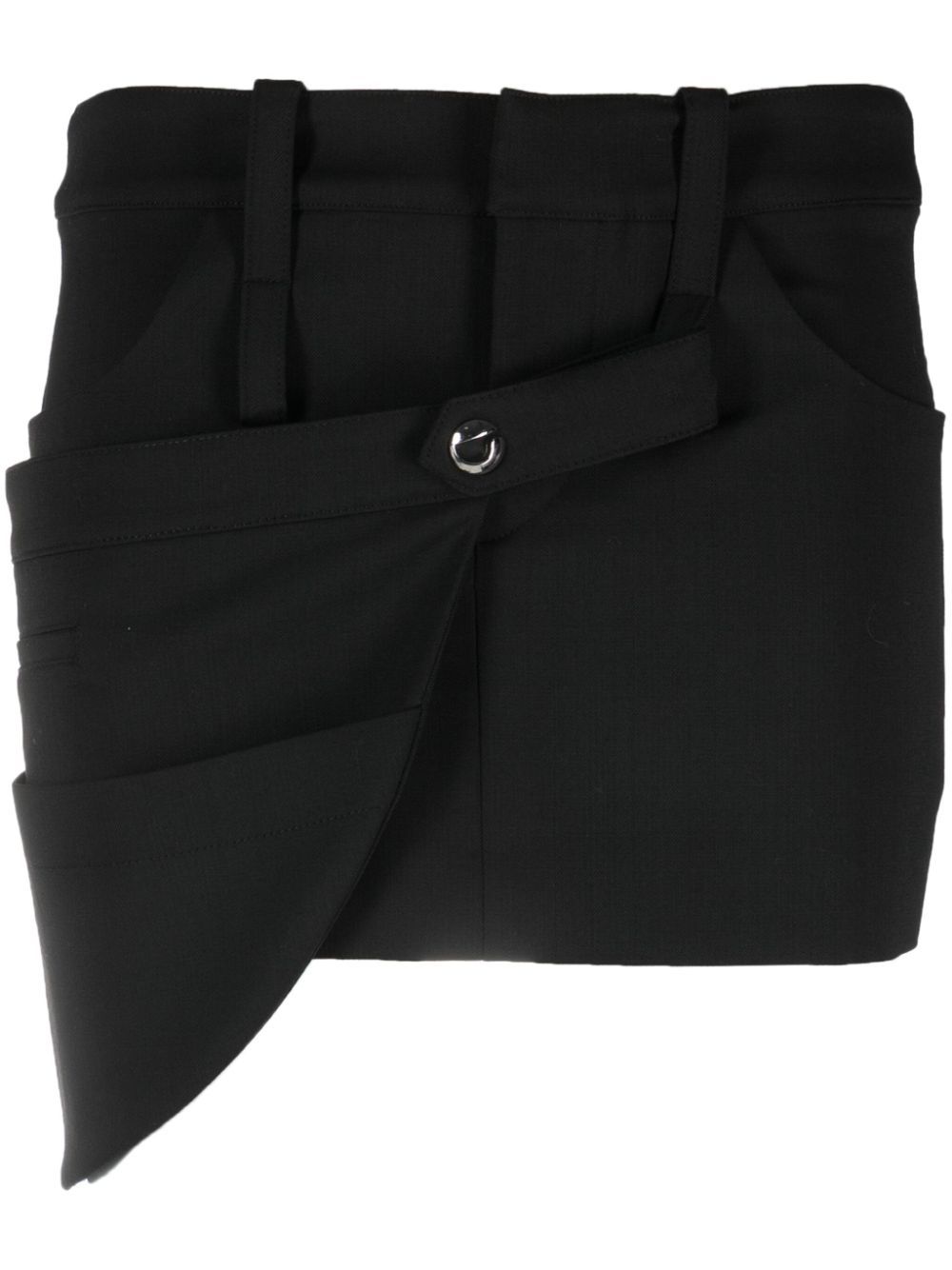 Coperni Wrap-effect Layered Recycled Woven Mini Skirt In Black