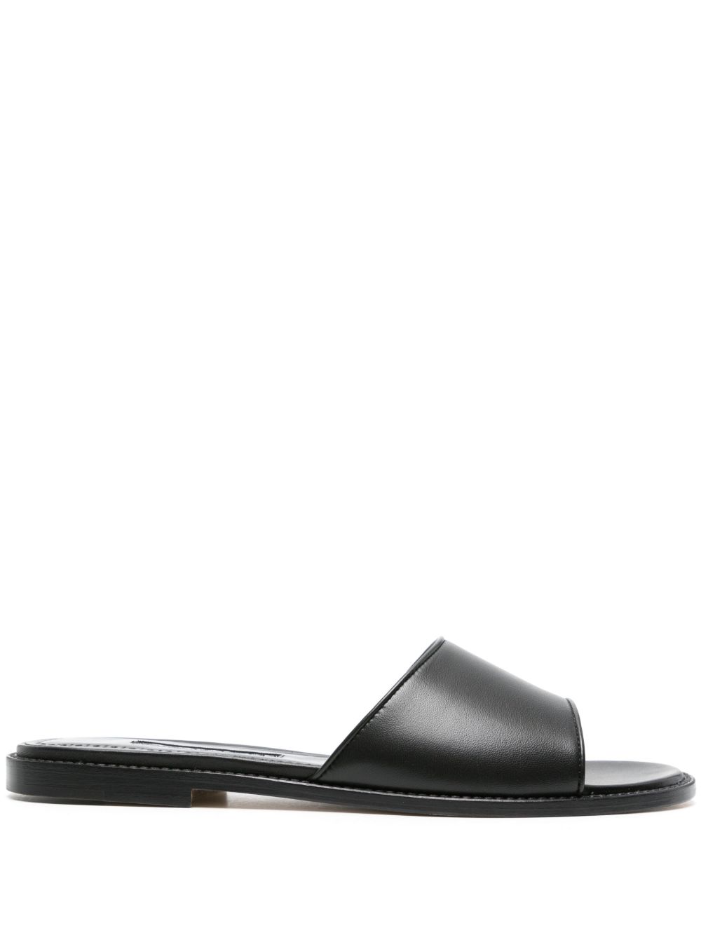 Manolo Blahnik Pantoletten Aus Safinus-leder In Black