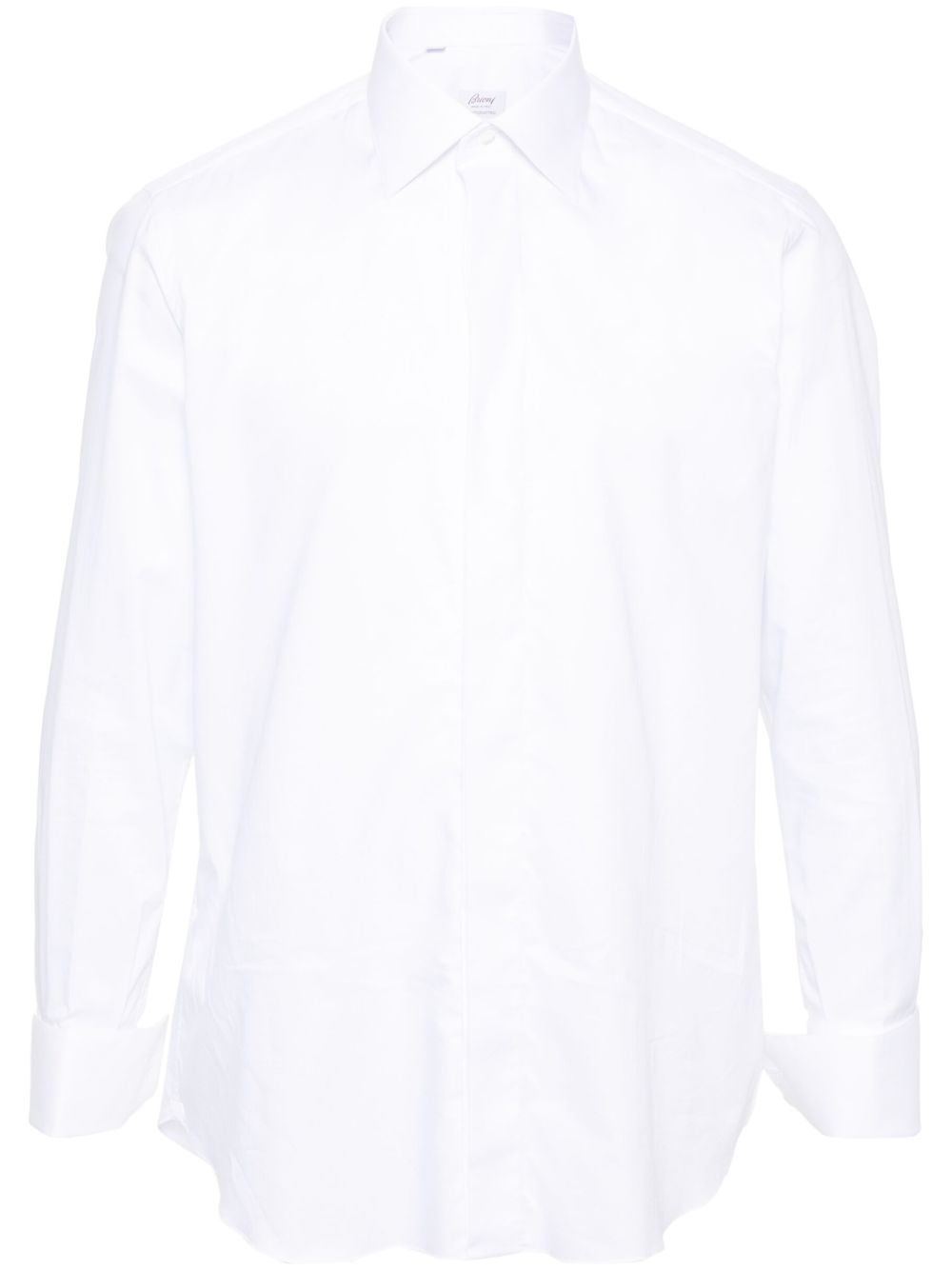 Shop Brioni White Long Sleeved Cotton Shirt