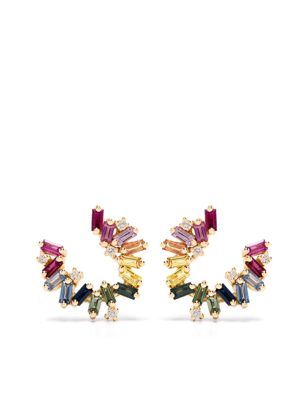 Suzanne Kalan 18kt Gold Bold Burst Sapphire And Diamond Earrings