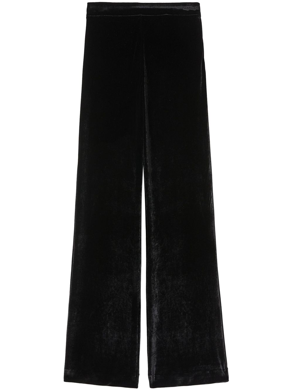 Black Wide-Leg Velvet Trousers