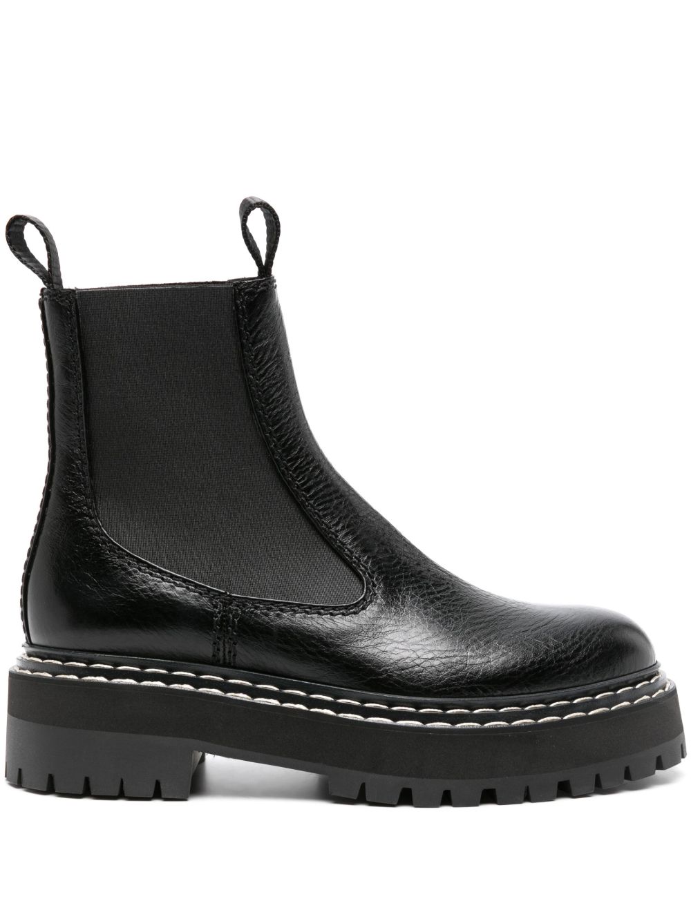 Black Lug Sole Leather Chelsea Boots