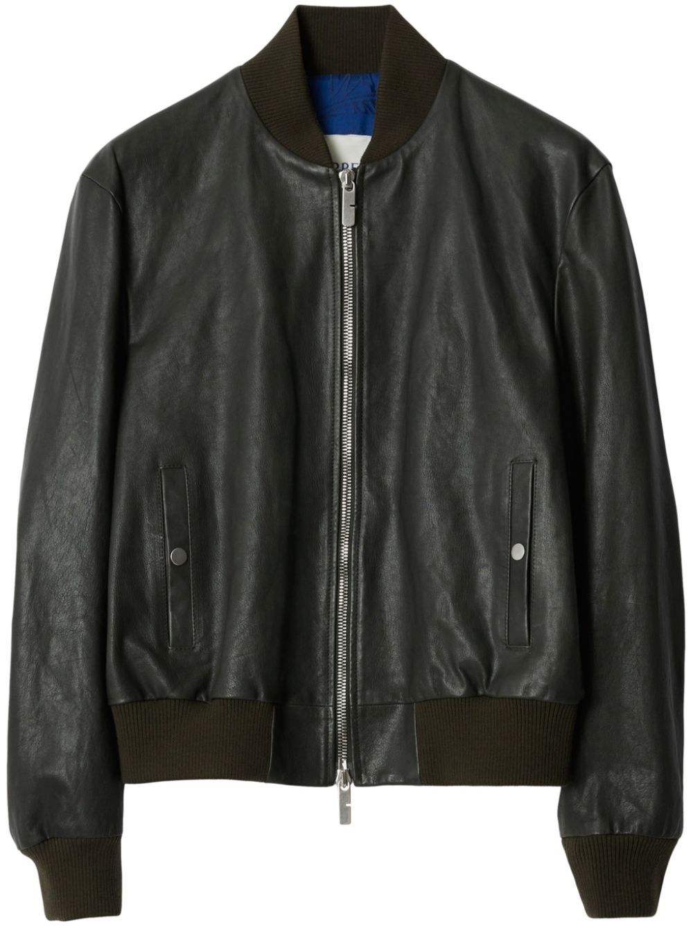 Shop Burberry Black Leather Bomber Jacket