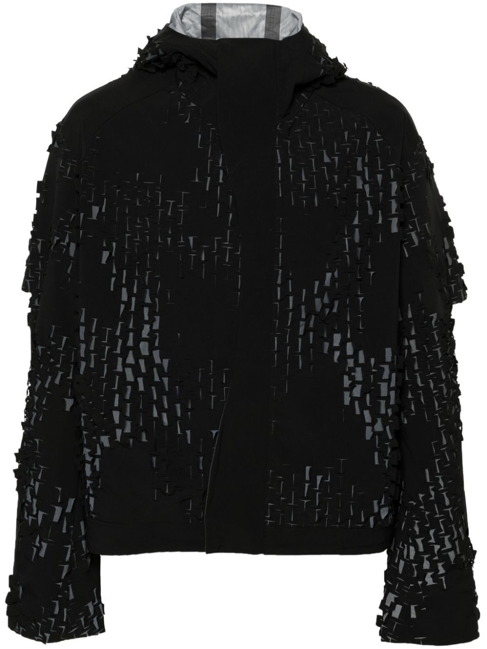 Heliot Emil Morphogens Lasercut-pattern Hooded Jacket In Black