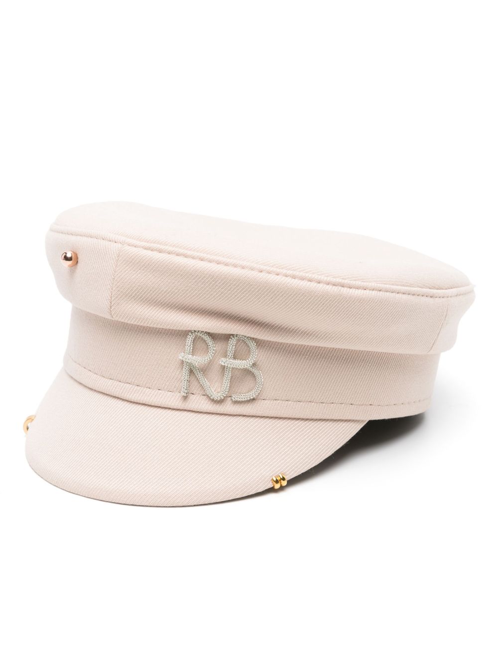 Neutral Monogram-Appliqué Baker Boy Hat