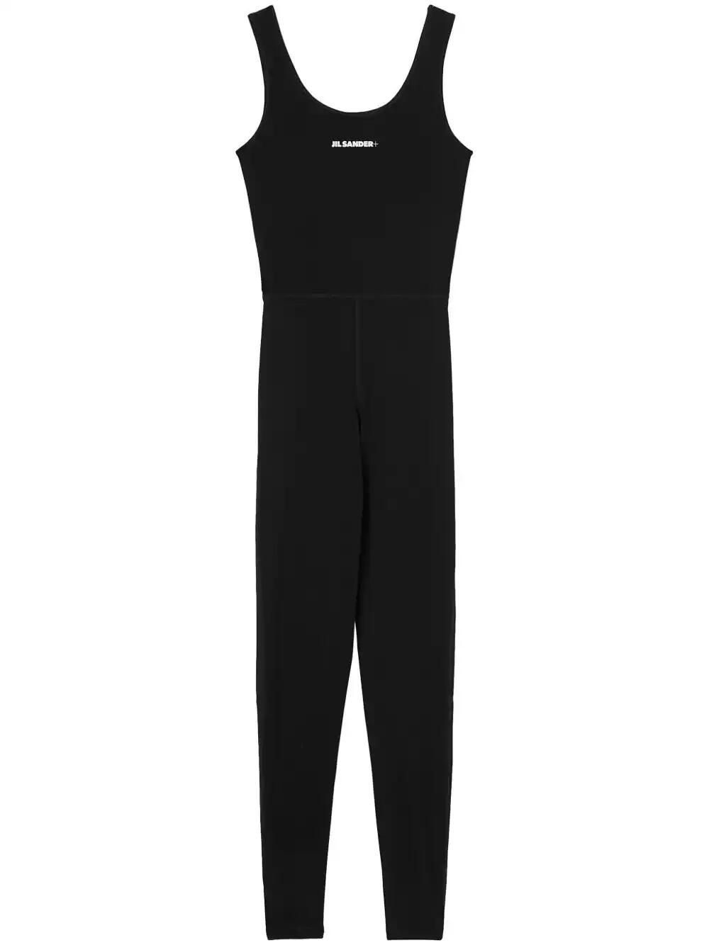 Black Logo-Print Jumpsuit