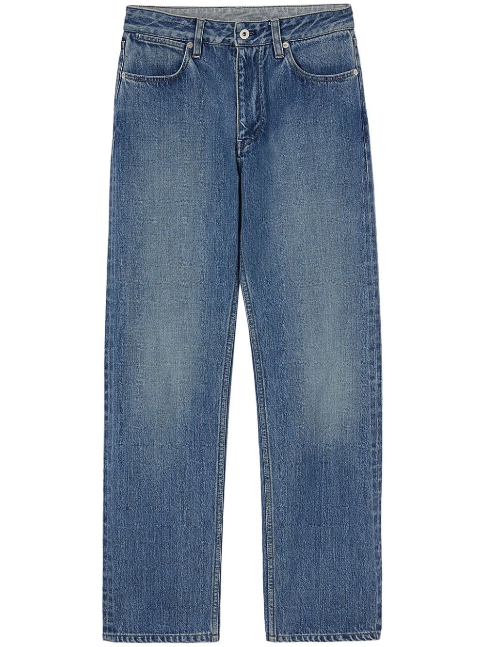 Blue Mid-Rise Straight Jeans
