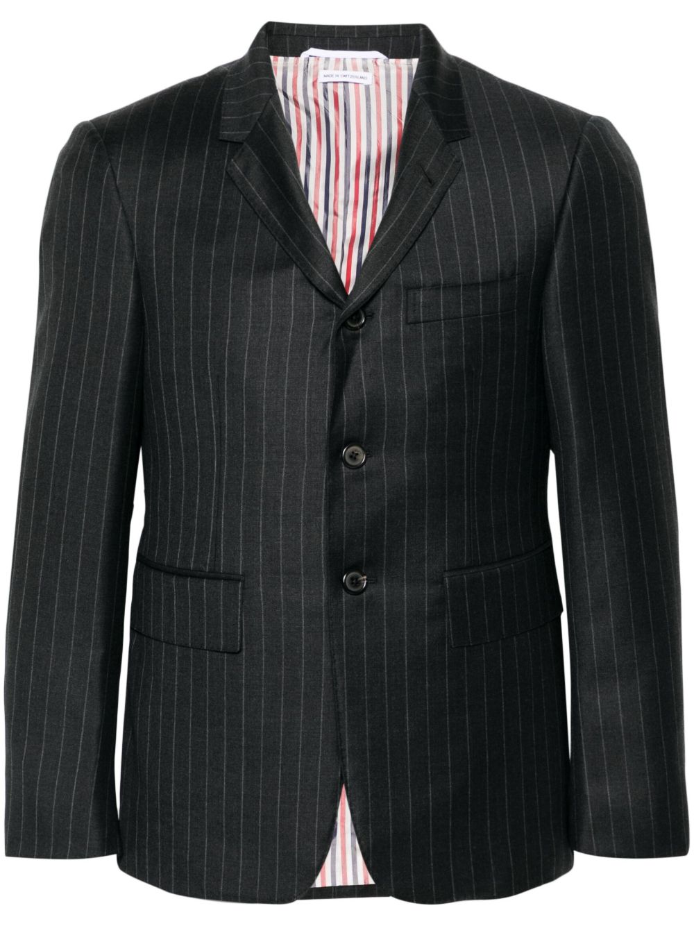 Grey Pinstriped Wool Blazer