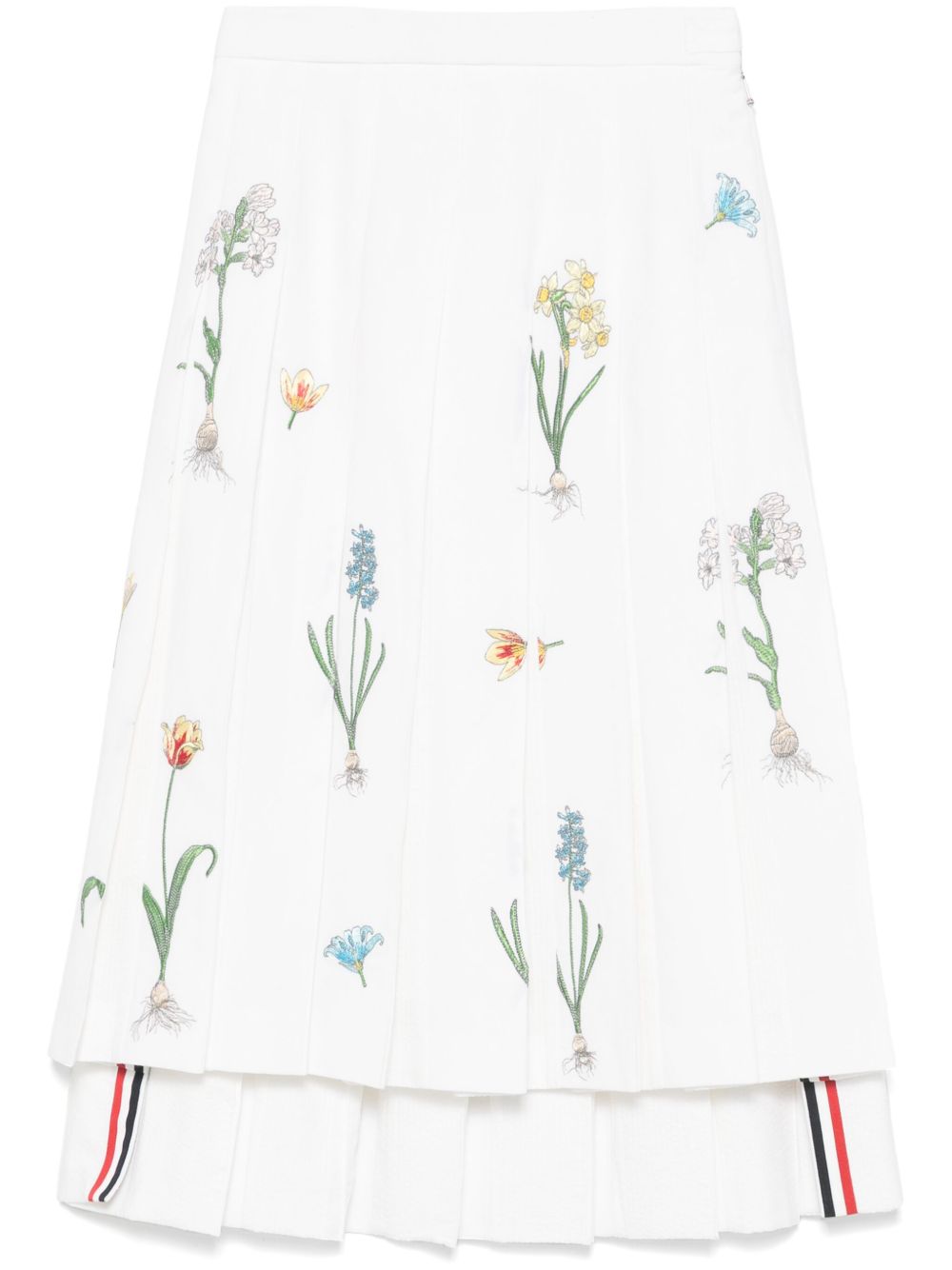 Floral-Embroidery Midi Skirt