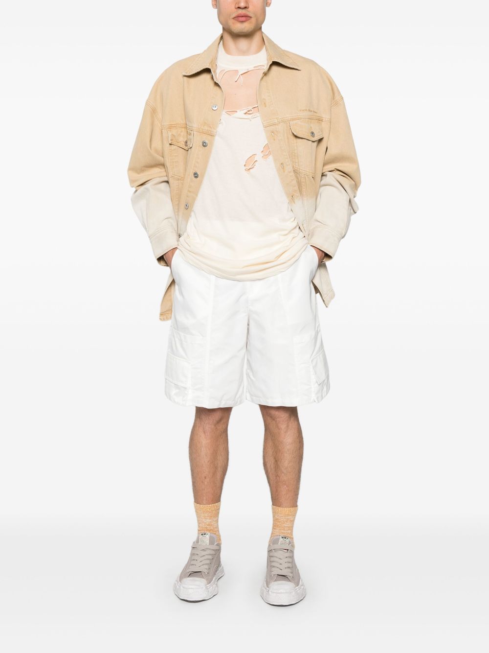 Feng Chen Wang Knee-length Cargo Shorts In White