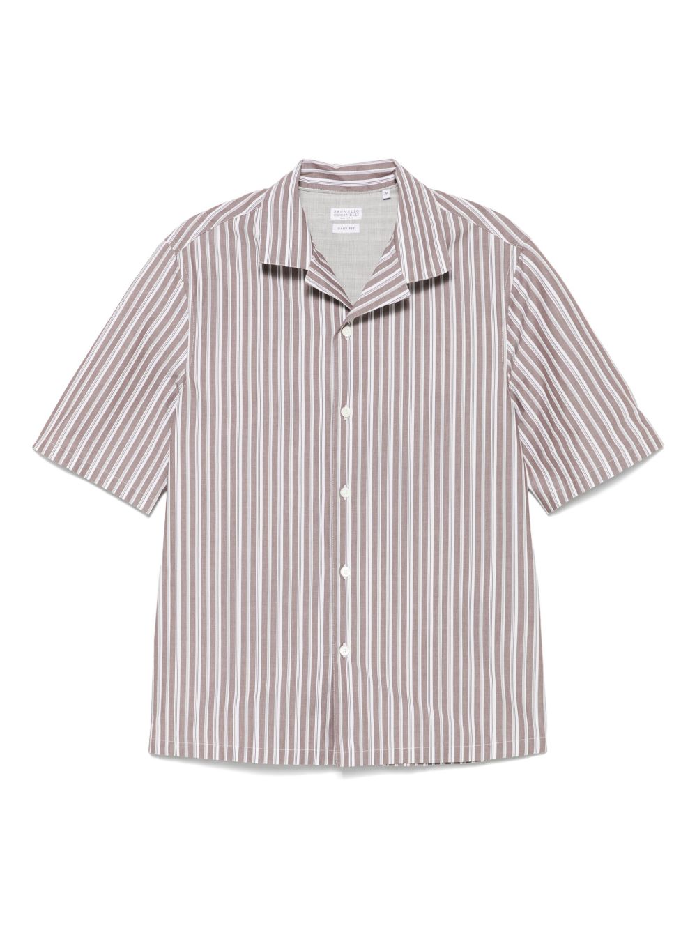 Brunello Cucinelli Striped Shirt In Brown