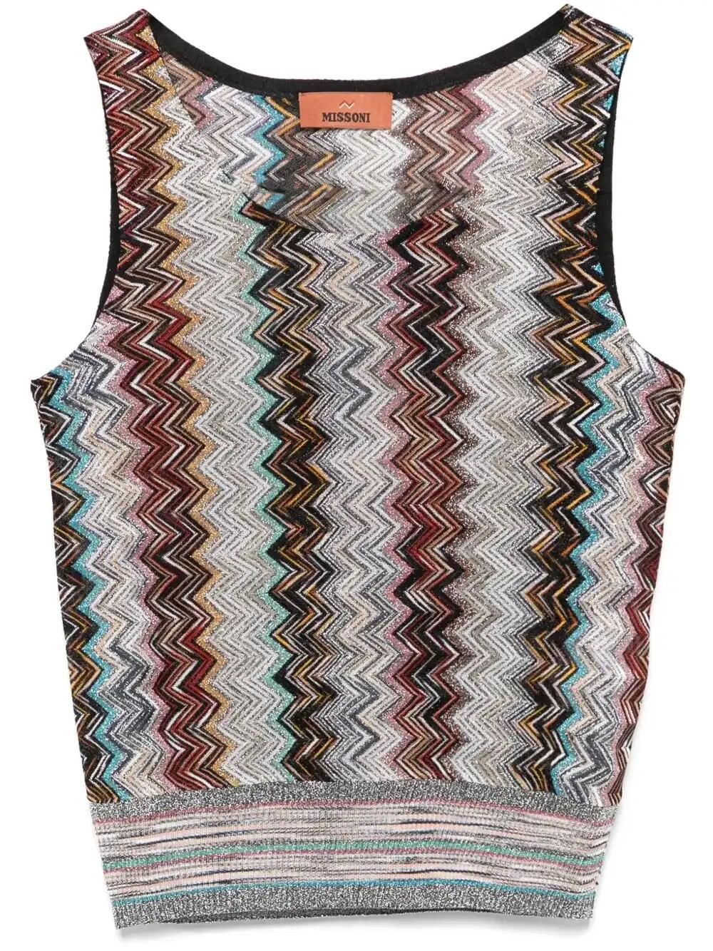 Zigzag-Motif Lamé Top